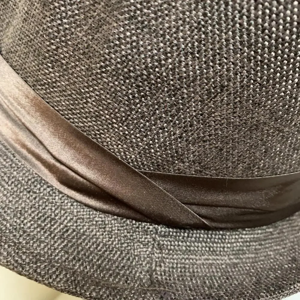 Straw Fedora Hat Trilby Cap Dark Brown Summer Beach Sun Panama Men Women